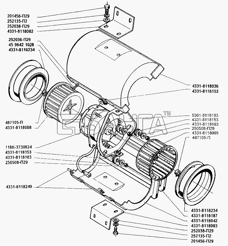 ЗИЛ ЗИЛ-5301 (2006) Схема Вентилятор отопителя кабины-193 banga.ua